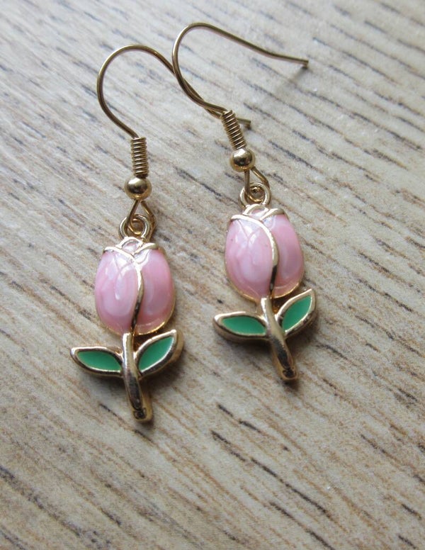 Oorbellen Licht Roze tulp Goudkleurig