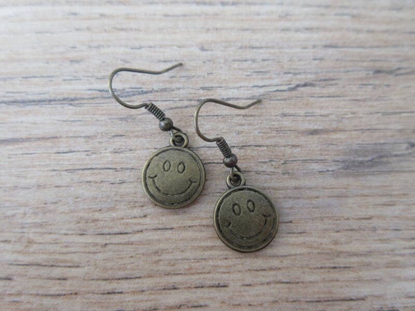 Oorbellen Smiley Bronskleurig