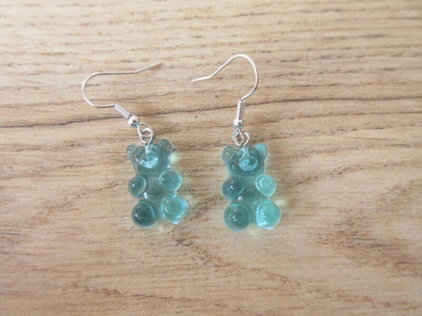 Oorbellen Gummyberen Doorzichtig Blauw
