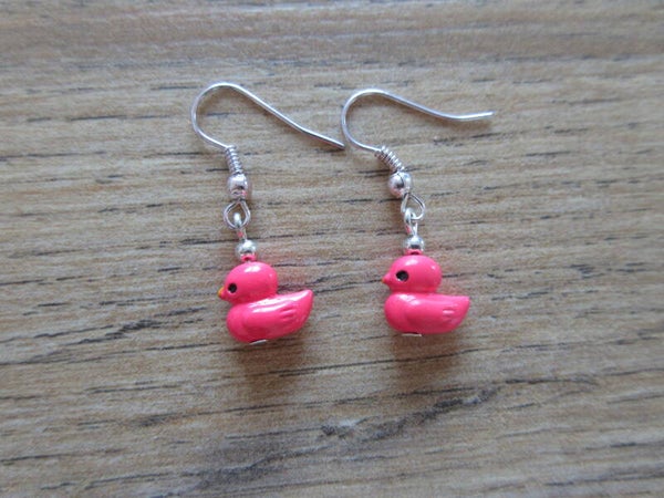 Oorbellen Eendje Ijzer Fluor Roze