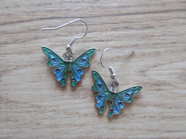 Oorbellen Vlinders  Blauw/Groen