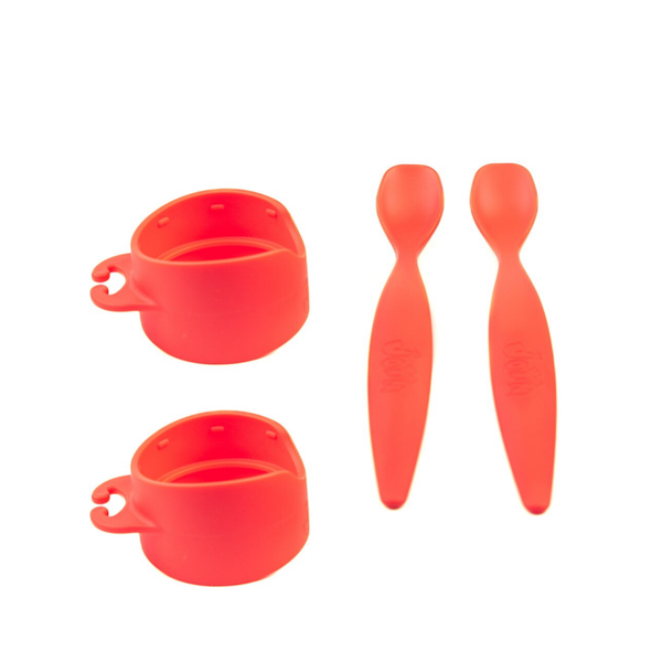 2 x Hygiënering +  2 extra lange lepel, rood