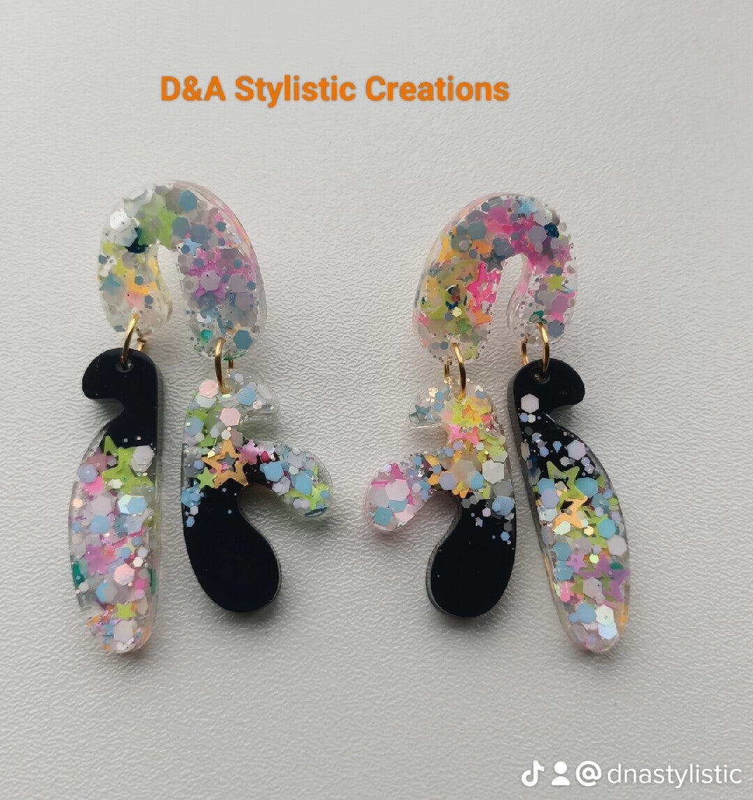 Neon / Black Earrings