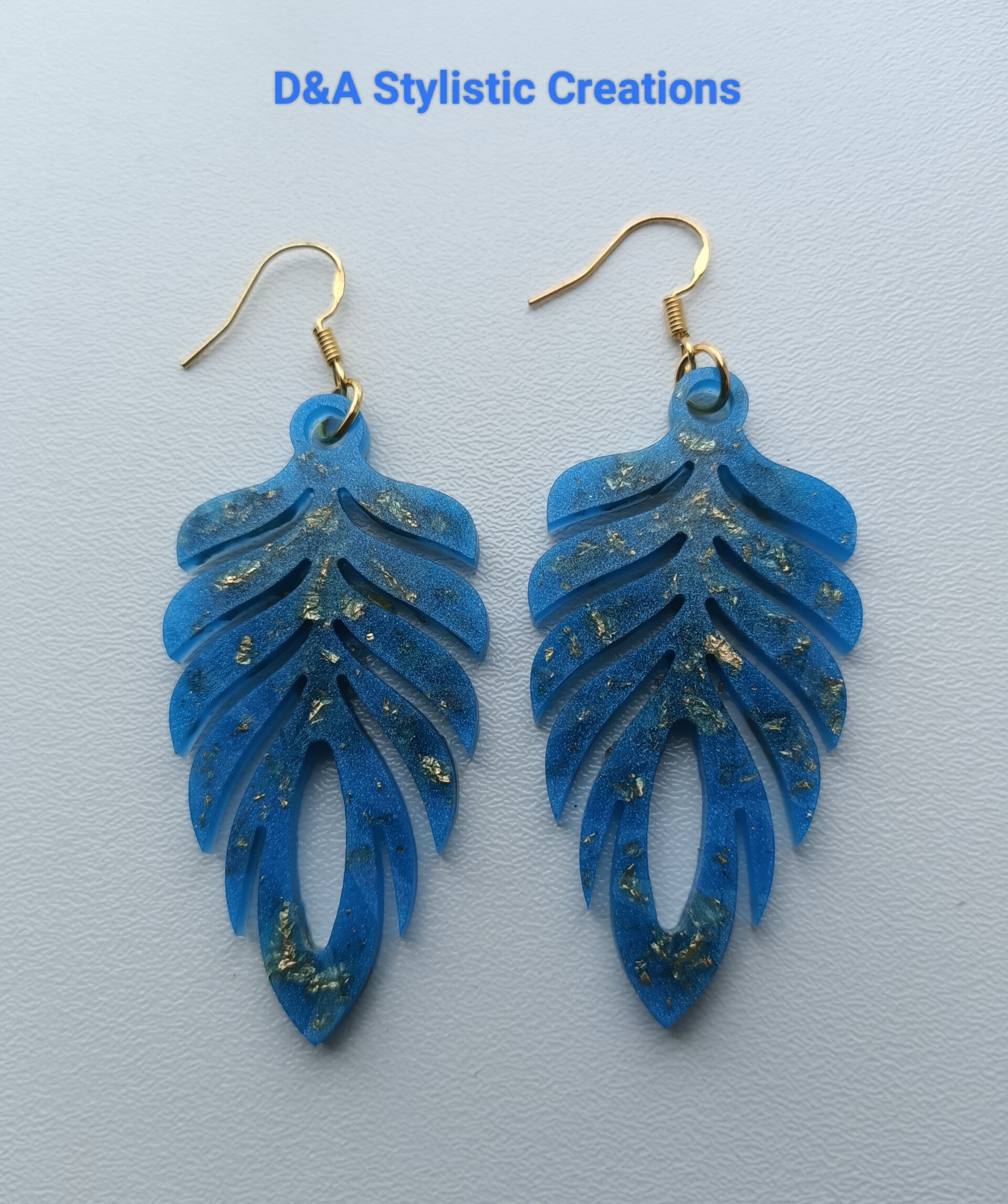 Golden Kolbalt Feather Earrings