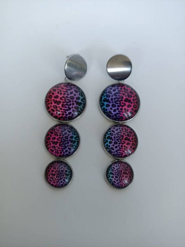 Panther Purple,Pink,Blue Earrings