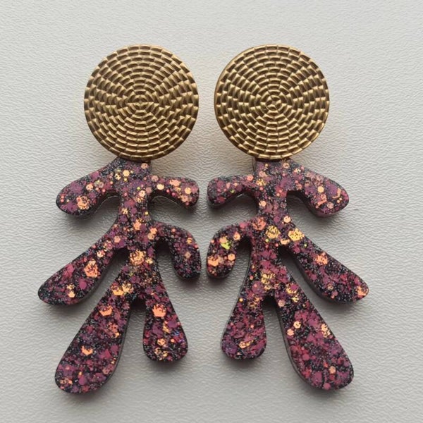 Pink/Black Urban Gold Earrings