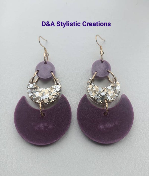 Purple Golddigger Moon Earrings