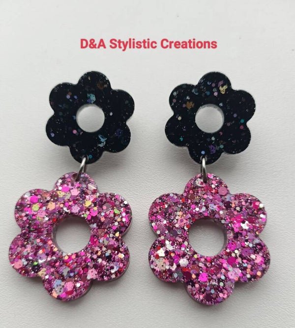 Pink Delux Flower Earrings