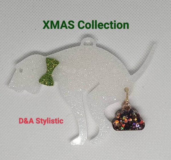 Shitty Dog Xmas Ornament Ultra Glitter White
