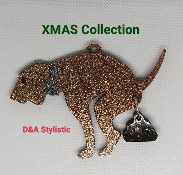 Shitty Dog Xmas Ornament Ultra Glitter Copper
