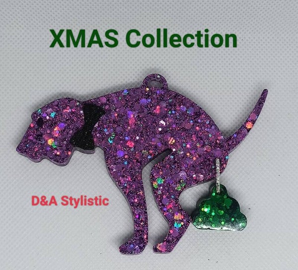 Shitty Dog Xmas Ornament Purple Holo