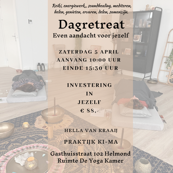 Dagretreat zaterdag 5 april aanvang 10:00 uur - 15:30 uur