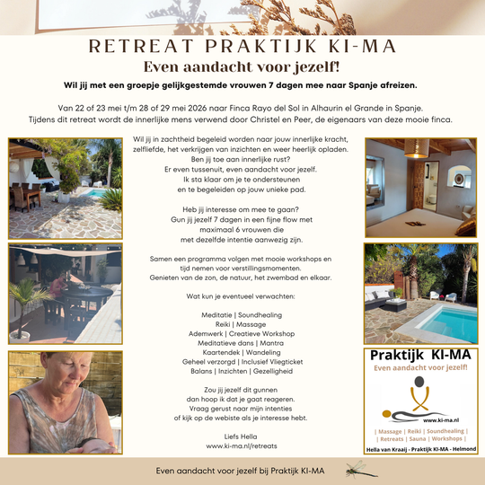 Retreat " Even aandacht voor jezelf" in Spanje 22/23 mei (vr)