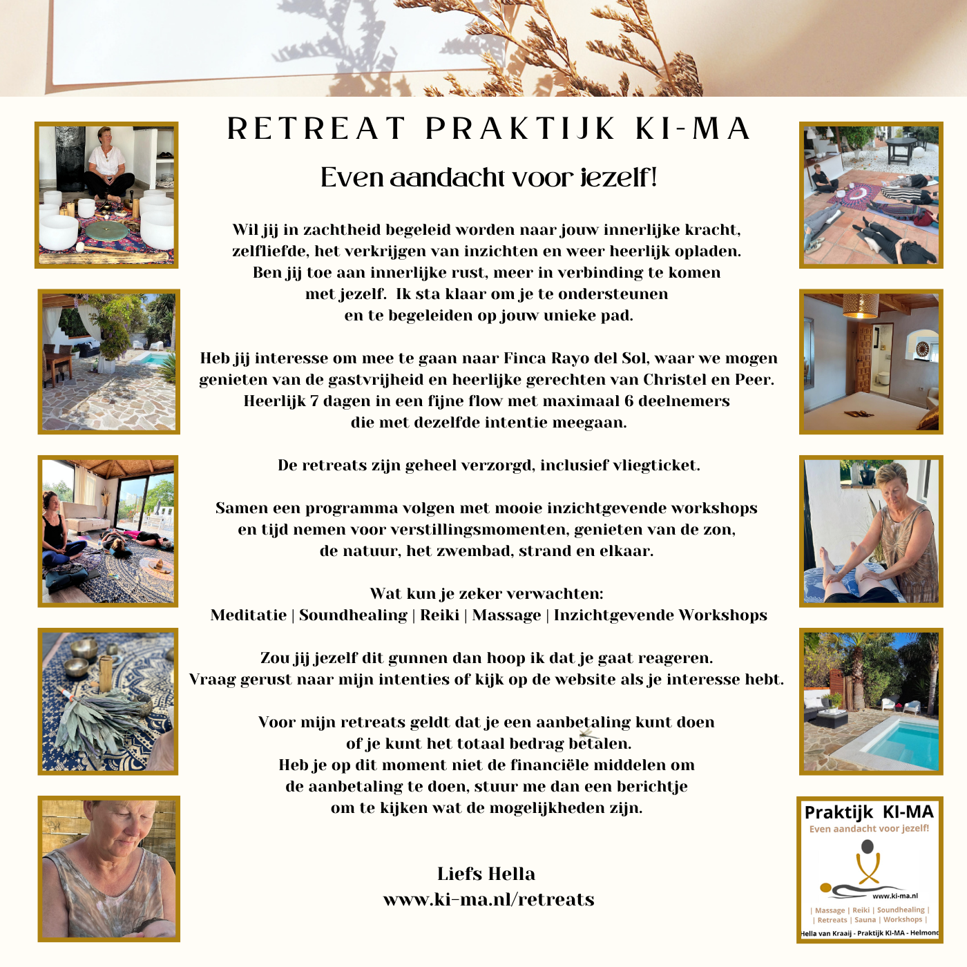 Retreat " Even aandacht voor jezelf" in Spanje 27 juni (vr)