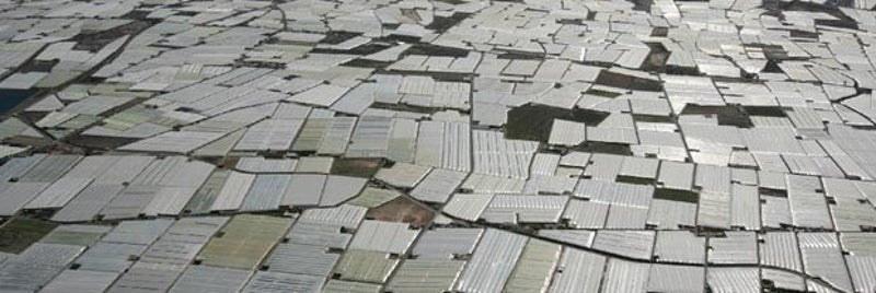 Een plastic dorp in de provincie Almeria, Spanje - Afrikanen die werken in de kassen van Almería