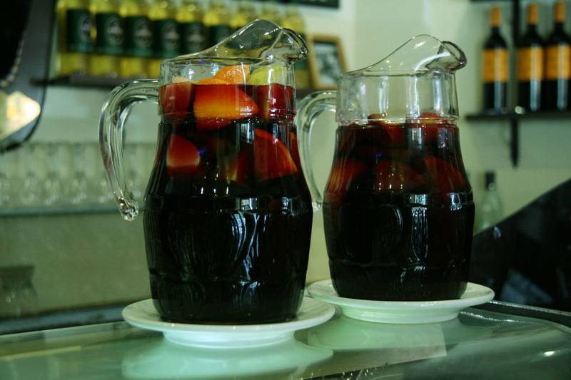 Sangria (Spaans: Sangría) is een Spaanse licht-alcoholische drank.  De basis bestaat uit rode wijn of witte wijn op smaak gebracht met vruchten, meestal sinaasappel, citroen, appel, perzik of ananas en soms ook, maar minder vaak, met meloen, mango of grap
