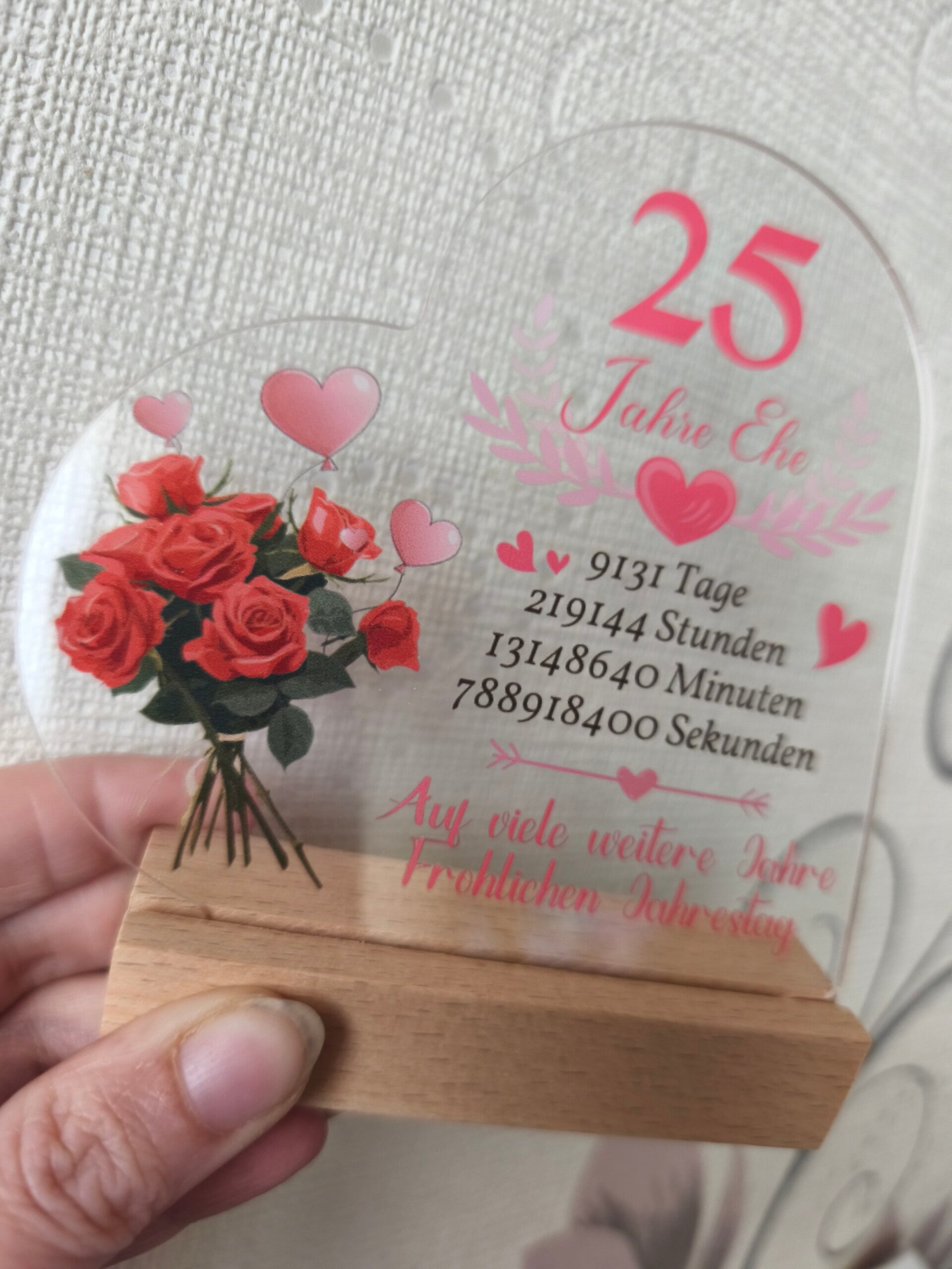 Acrylherz Silberhochzeit