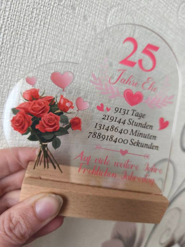 Acrylherz Silberhochzeit