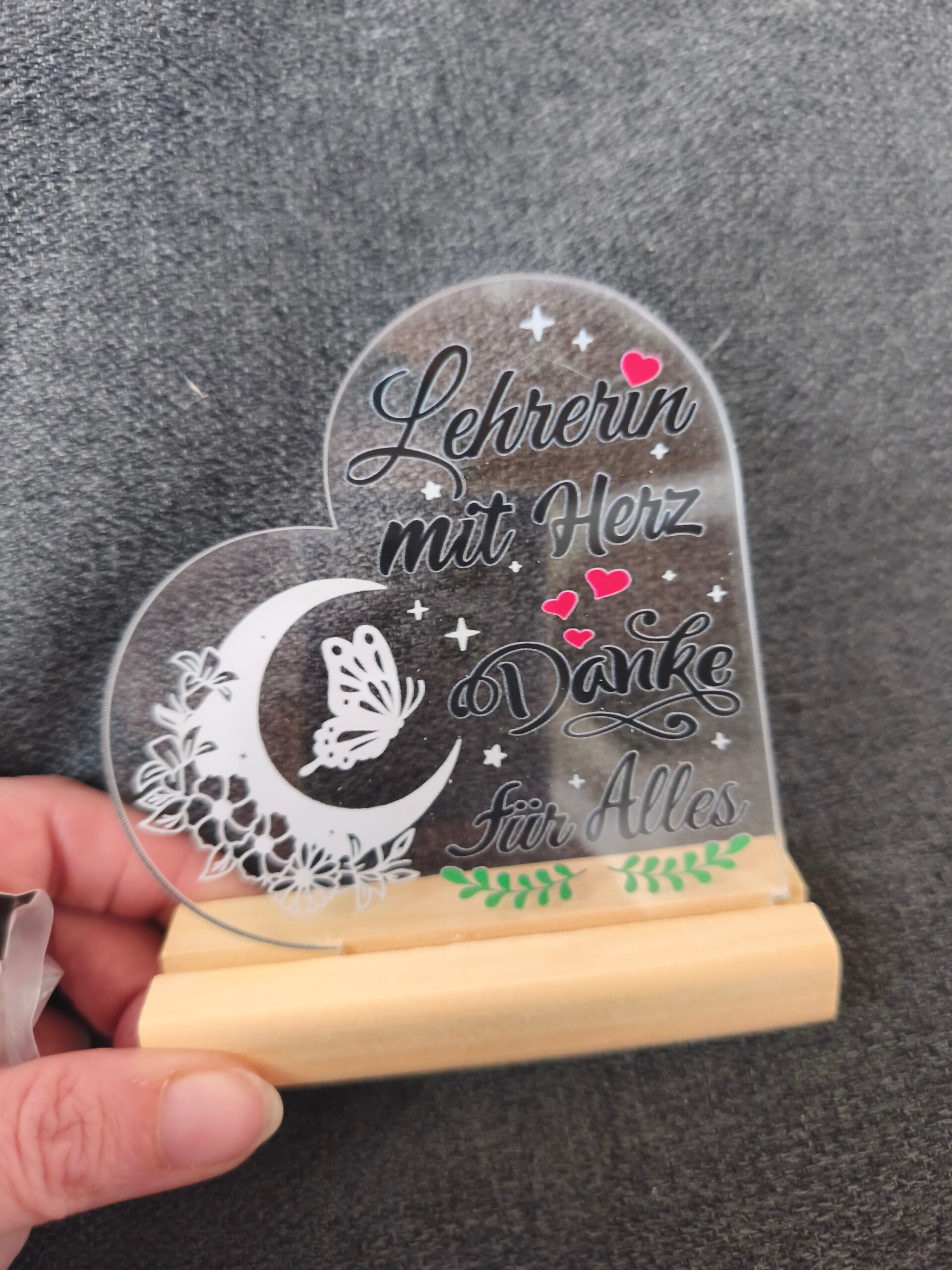 Acrylaufsteller mit Fuss lehrerin