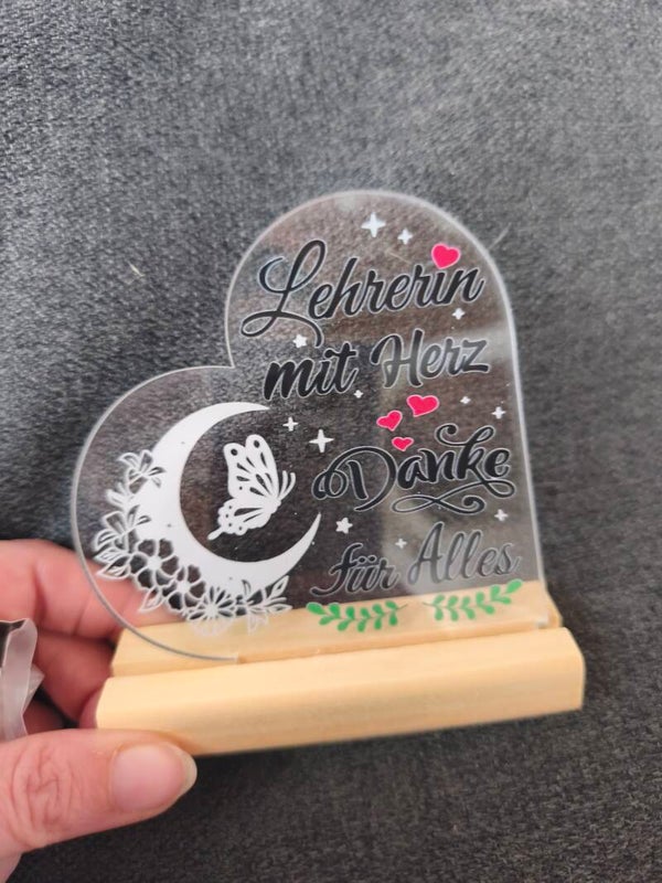 Acrylaufsteller mit Fuss lehrerin