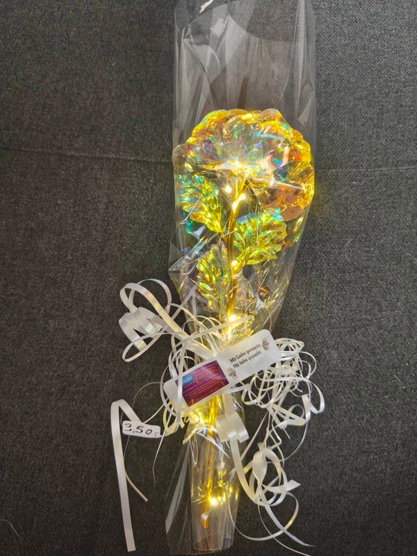 Ewigrose gold mit Lichterkette