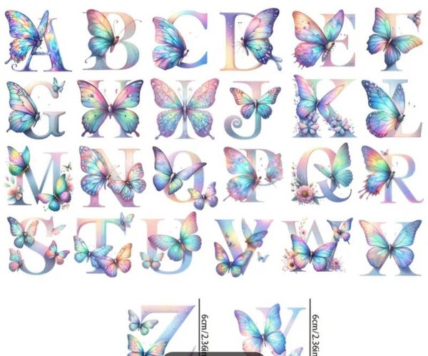 Motivfolie Schmetterling Buchstaben