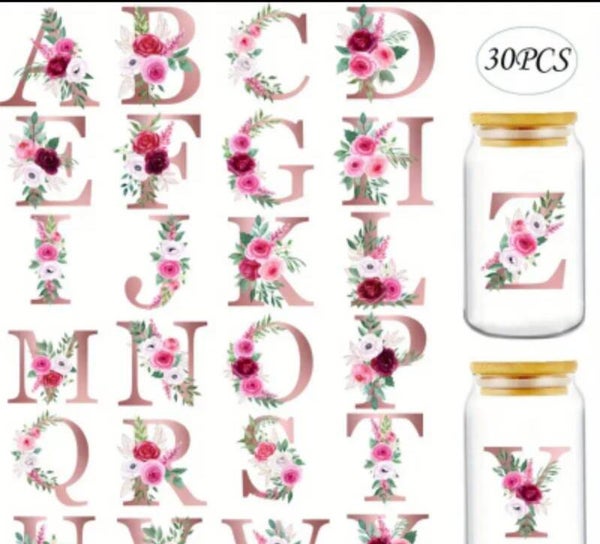 Motivfolie Buchstaben rosa Blume