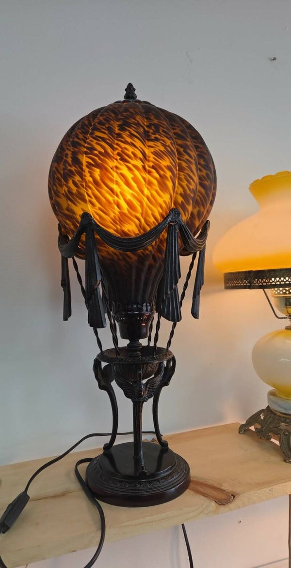 Extrêmement Rare : Superbe Lampe Ballon Vintage Maitland-Smith (Années 1980) – Style Art Déco / Steampunk