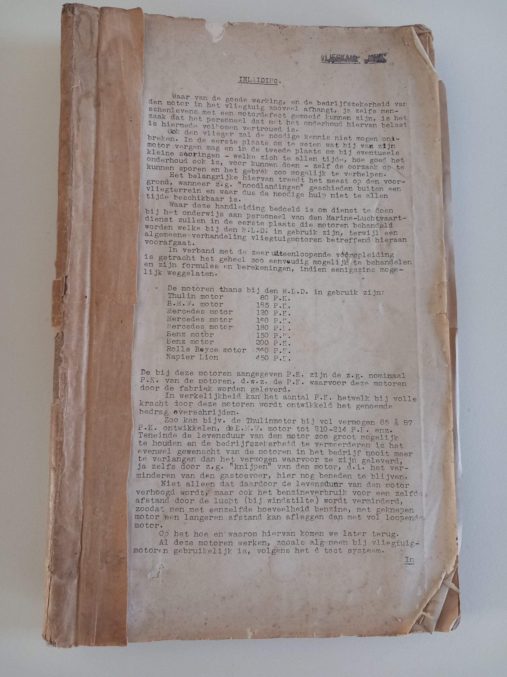 MLD De Mok Texel zeldzaam boek voor 1940. Vliegtuigmotoren met blauwdrukken