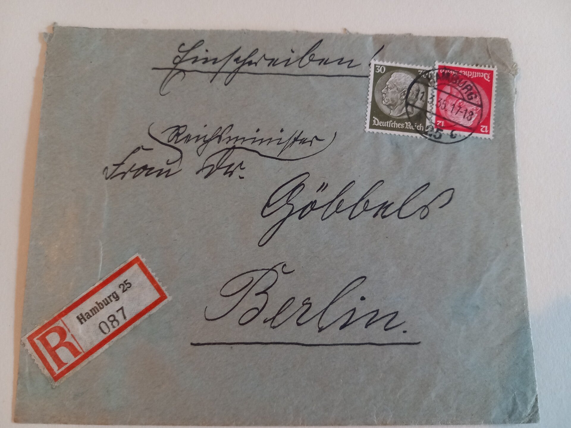 Bijzondere enveloppe Magda Goebbels 1935 - Magda Goebbels envelope