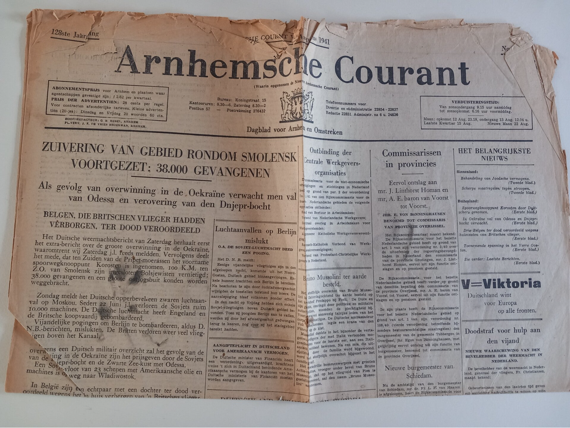 Arnhemse courant 1941- News paper Arnhem 1941