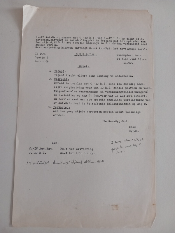 Nederlands bevel Auto bataljon geheim- Dutch order Car battalion secret