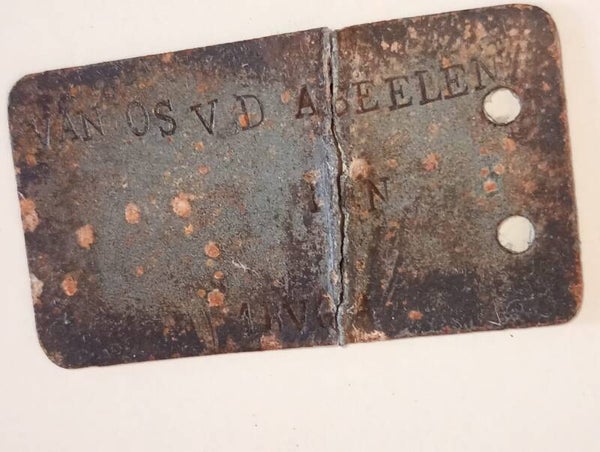 Nederlands naamplaatje voor 1940- Dutch id tag befor 1940