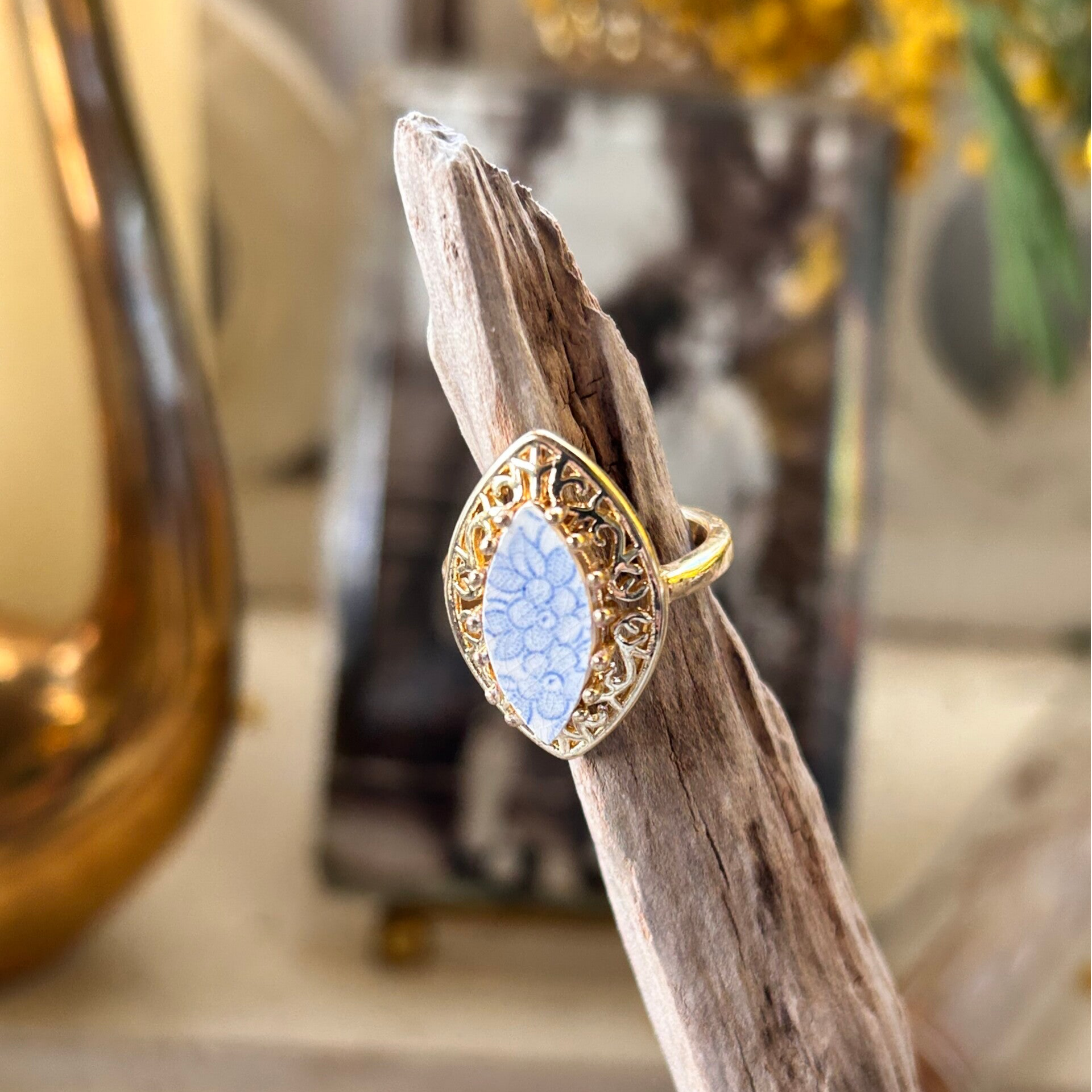 Bague Bridgerton - faïence ancienne - Sarreguemines