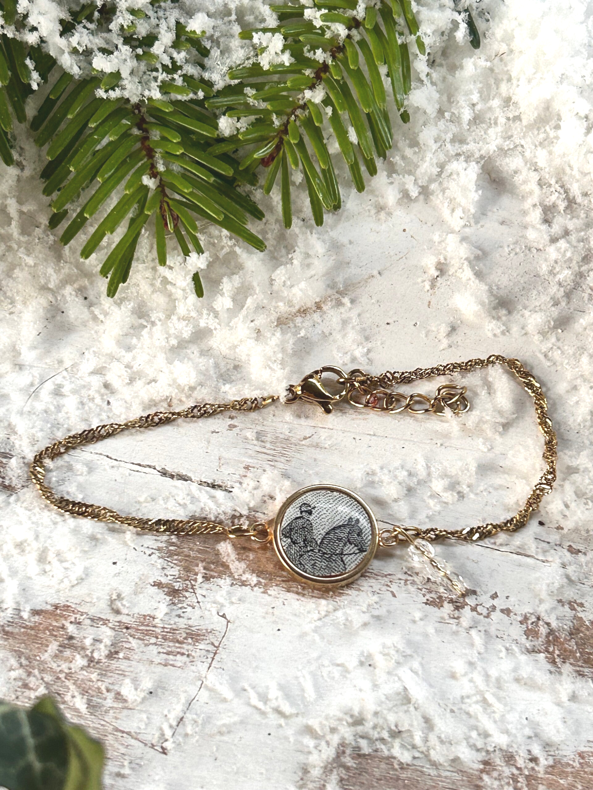 Bracelet doré - le cavalier - terre de fer - Swarovski