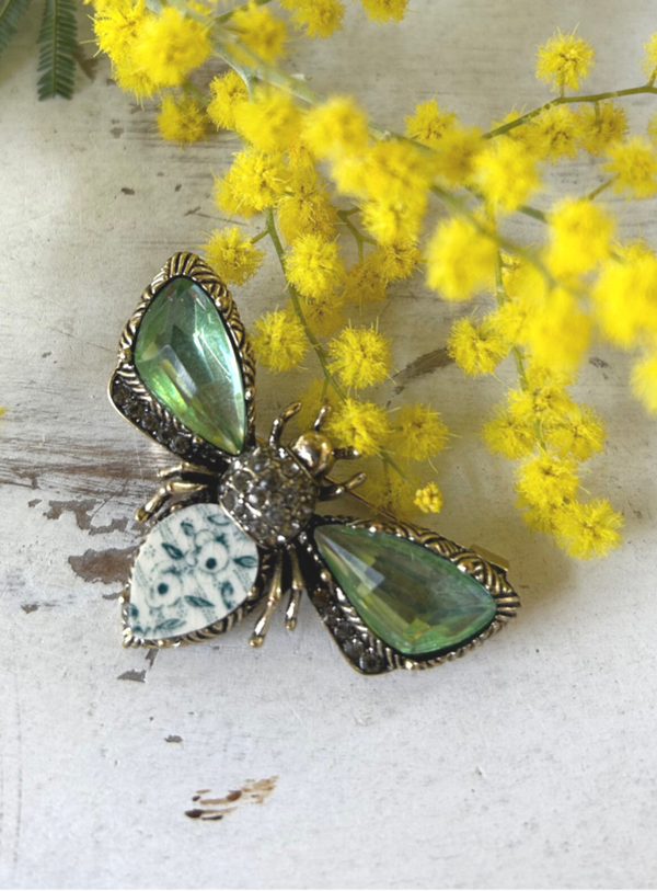 Broche Papillon vert