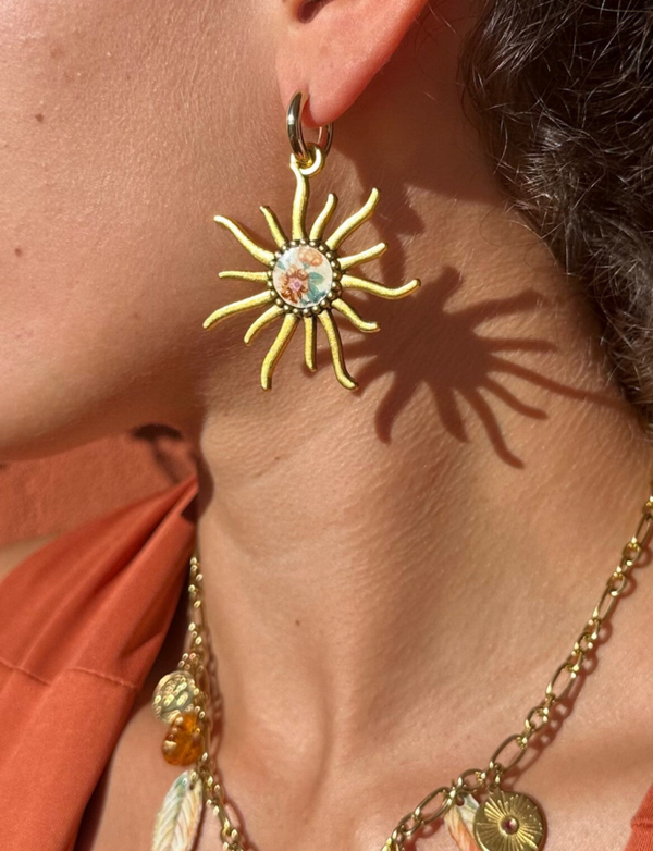 Boucles d’oreilles Soleil Lumière des bois – Faïence Salins - Empire