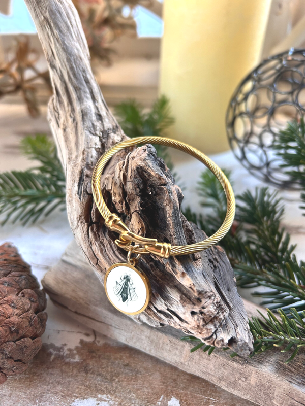 Bracelet jonc - fer à cheval abeille