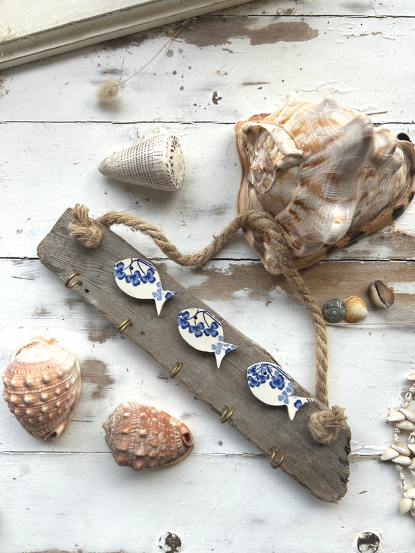 Porte clé mural - Poissons Vichy