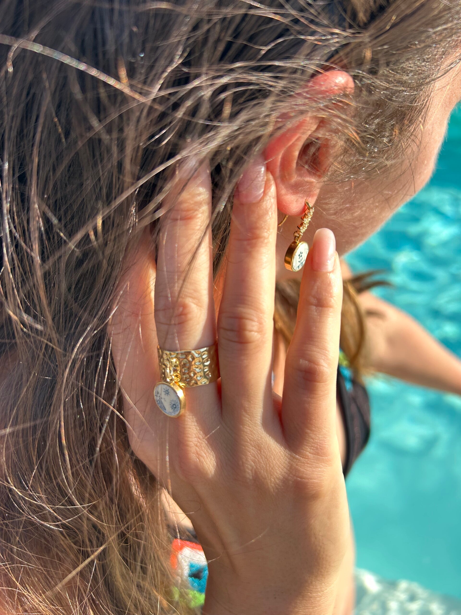 Bague à breloque - Faïence ancienne