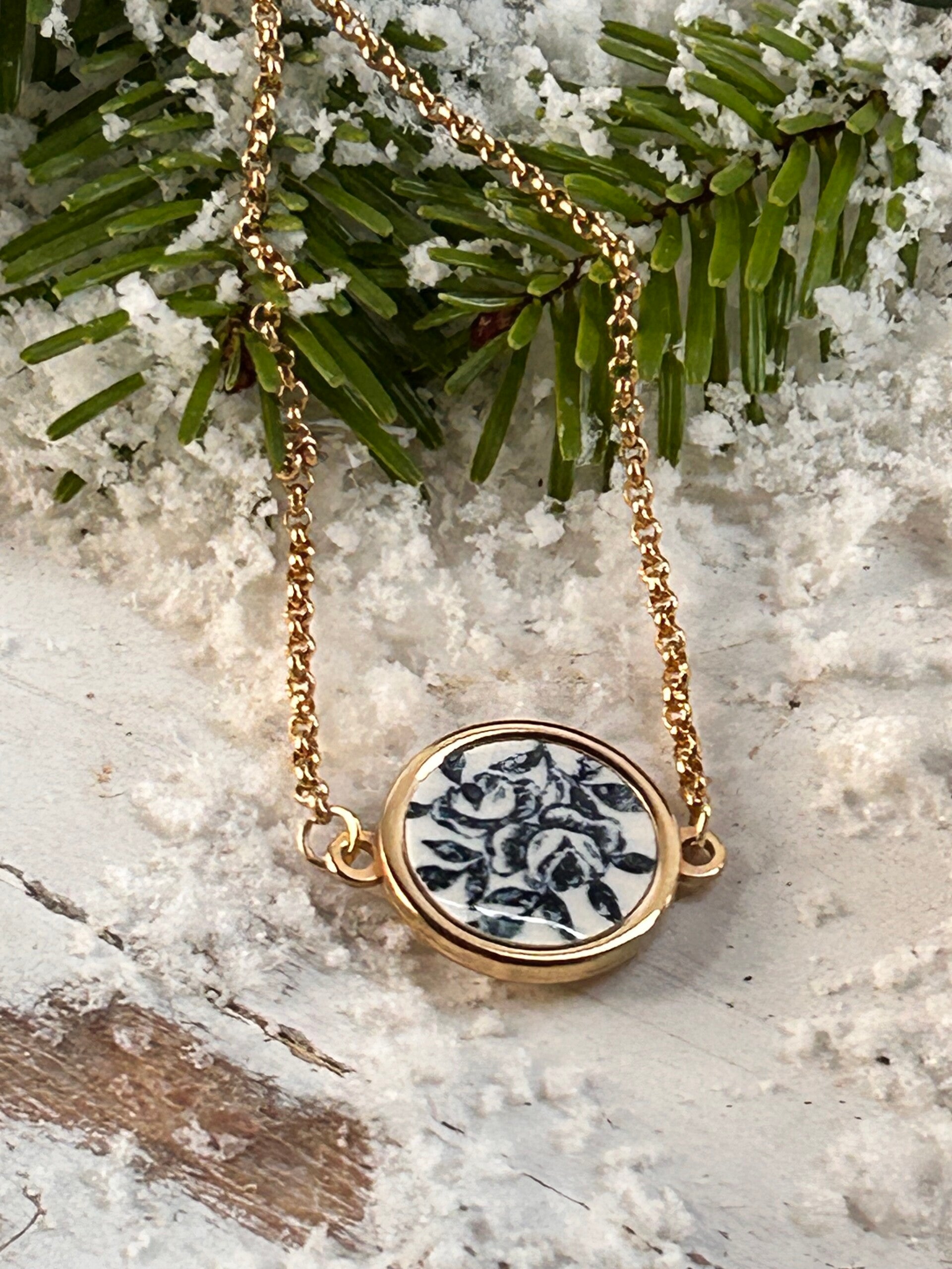 Bracelet coulissant -  bouquet de roses bleues