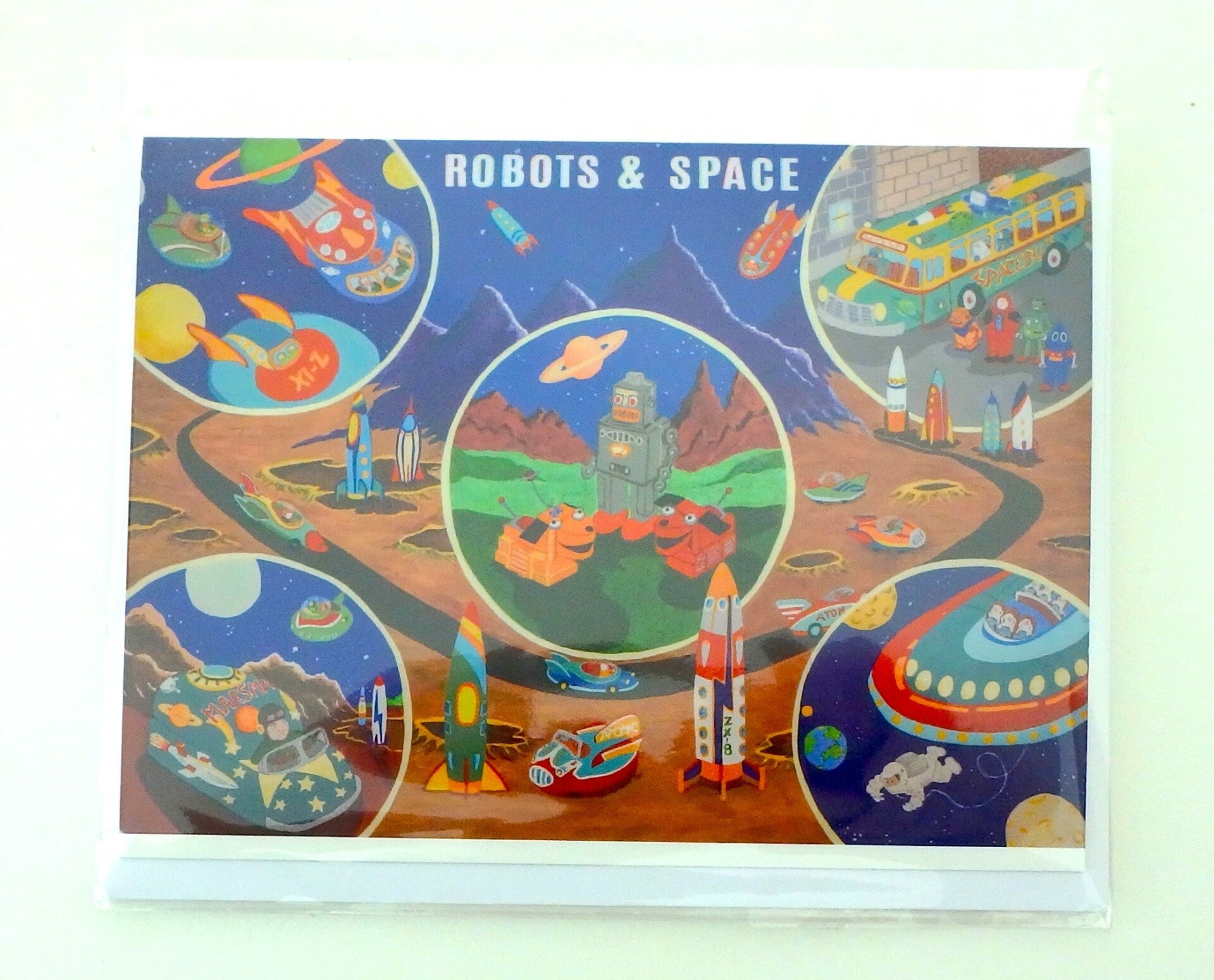 Robots and Space Note Card.   5.5 x 4.25