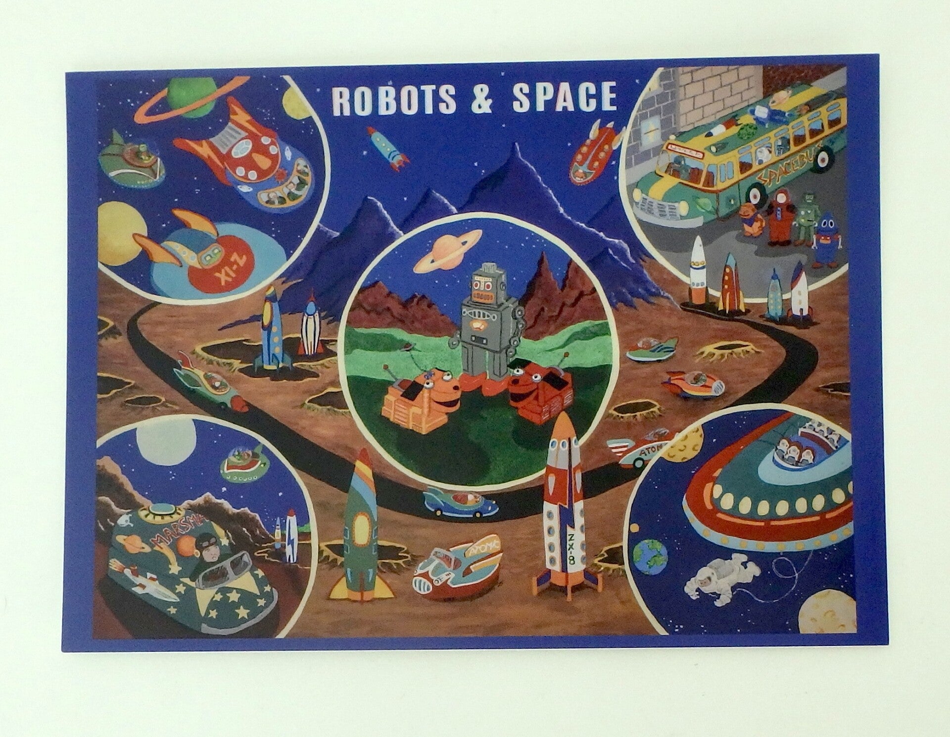 Robots and Space Post Card    6 x 9