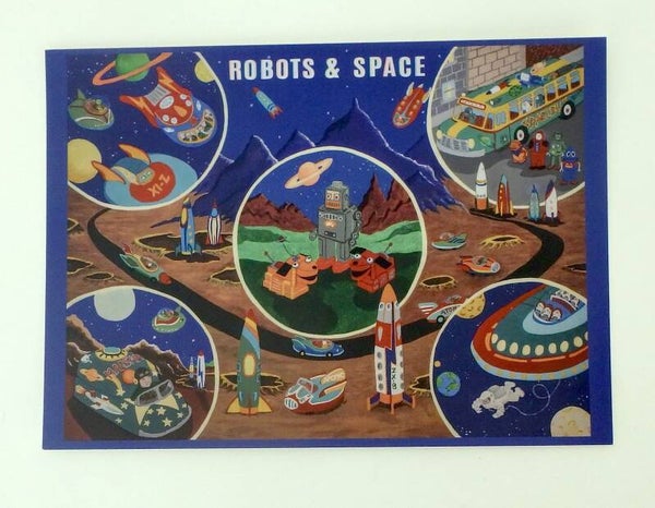 Robots and Space Post Card    6 x 9