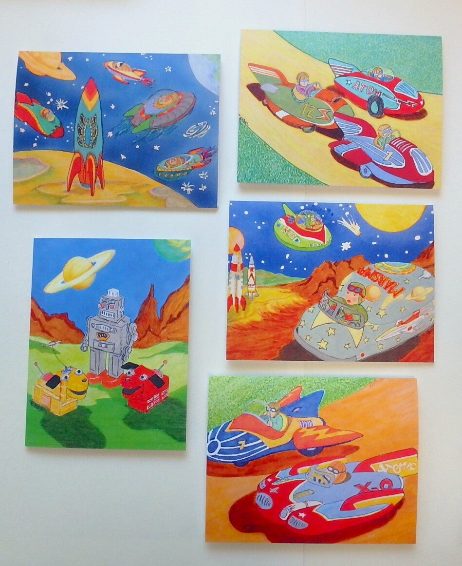 Set of 5 Note Cards - 1950's Japanese Space Toys