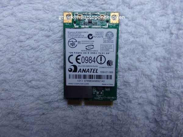 WiFi DraadloosDW 1395 0WX781 BCM94312MCG 323C16086197 Gebruik 22S110wi