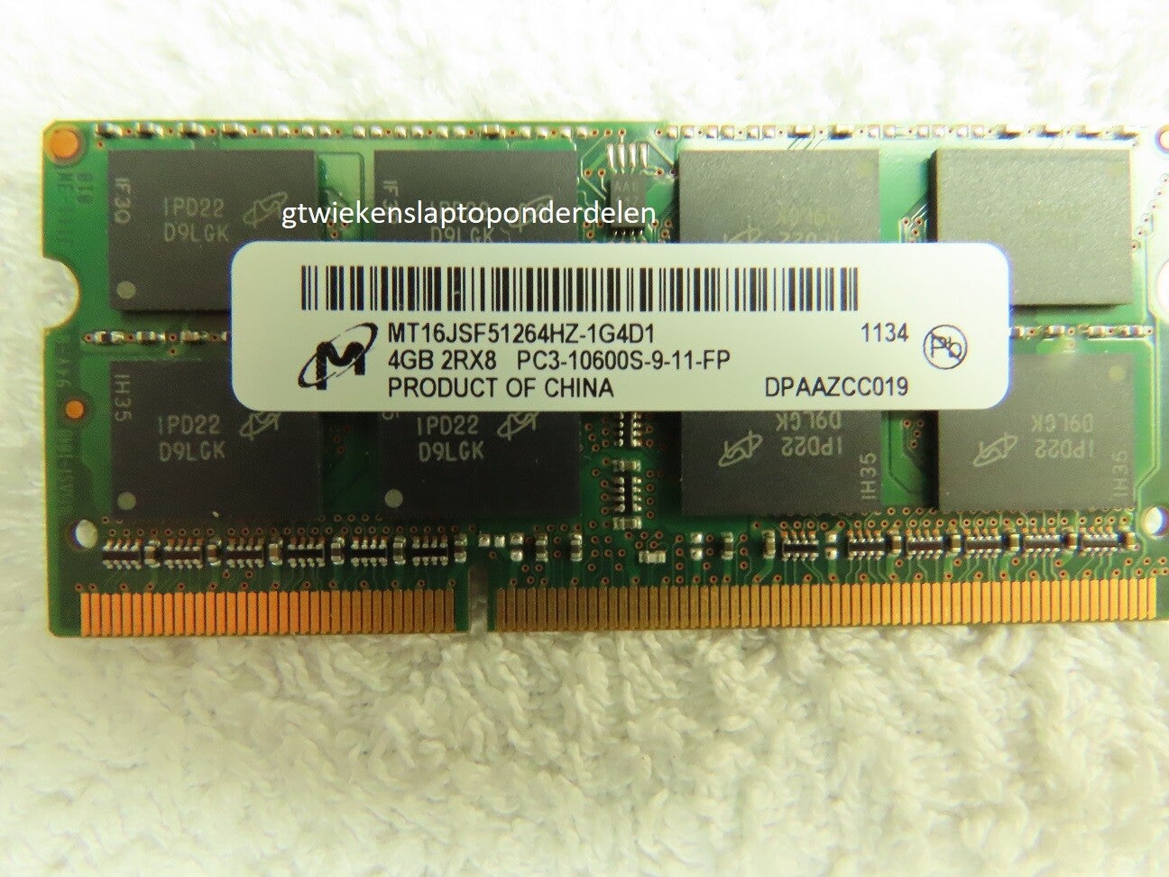 MEMORY DDR3 4GB 2RX8 PC3-10600S-9-11-FP Geheugen kaart Gebruikt 22UU102