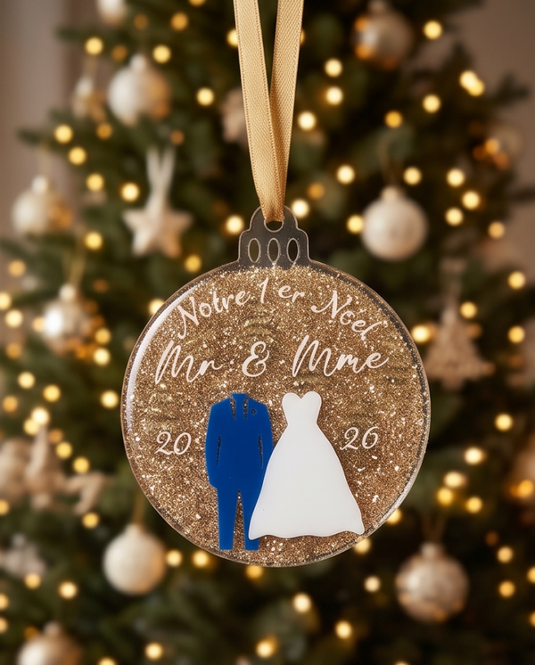 Boules de Noël Notre 1er Noël mariage