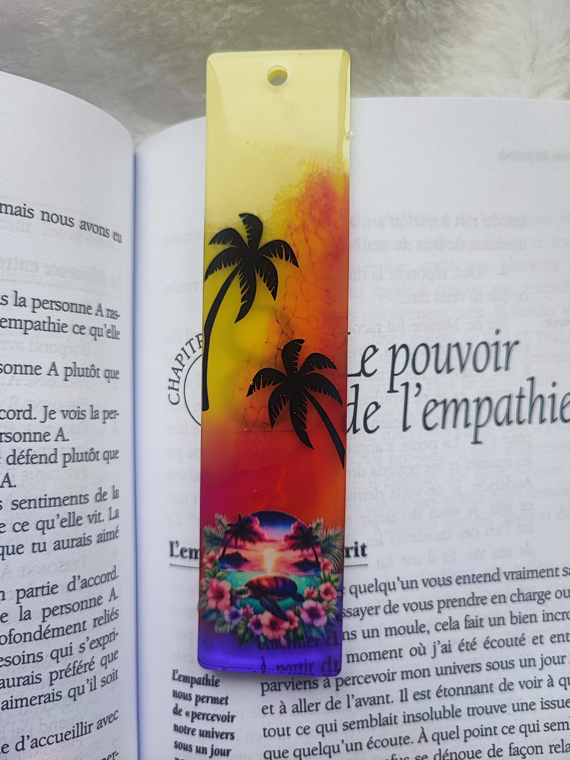 🌴 Marque-page Résine – Sunset Tropical