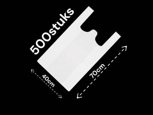 Hemdtasjes / Winkelzakken / Draagtassen / 500 stuks / 40+20x70cm-14mic / Wit / HDPE.